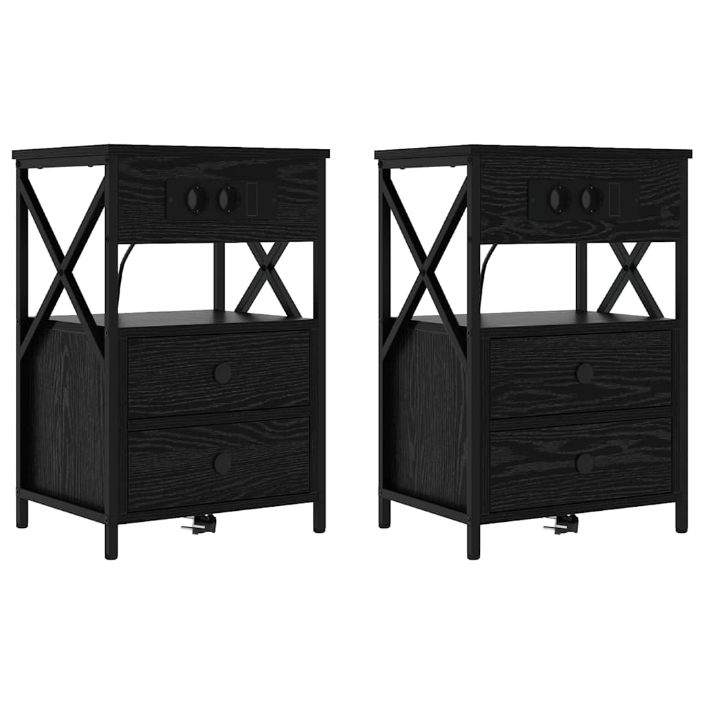 Bedside Cabinet 2 pcs Black oak 40 x 31 x 60 cm Engineered wood